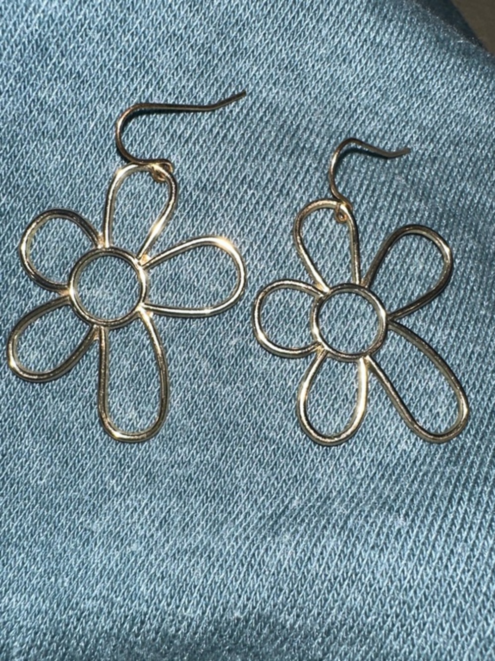 Gold Flower Outline Dangle Earrings - Women Jewelry